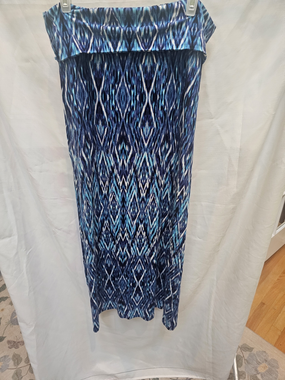 Cynthia Rowley Blue Purple Abstract Maxi Skirt XL EUC